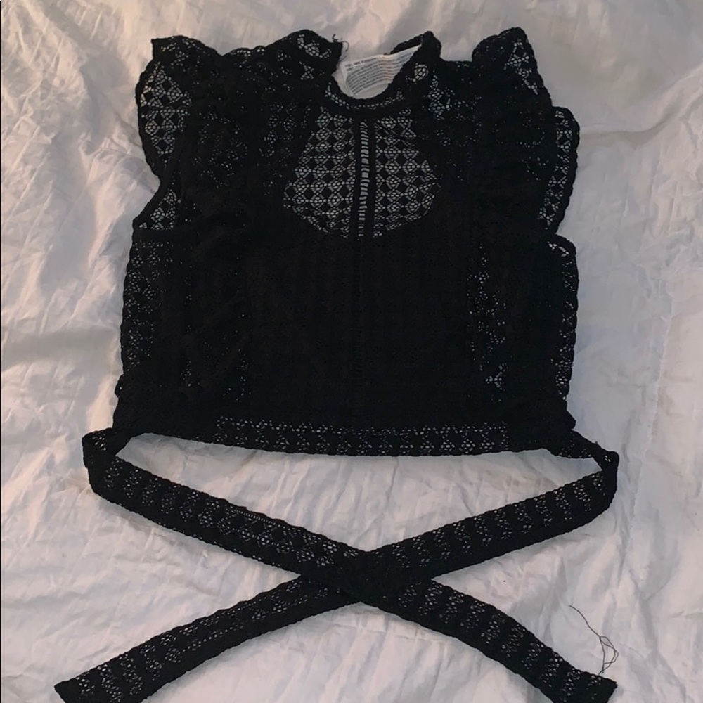 Forever 21 Black Netted Crop